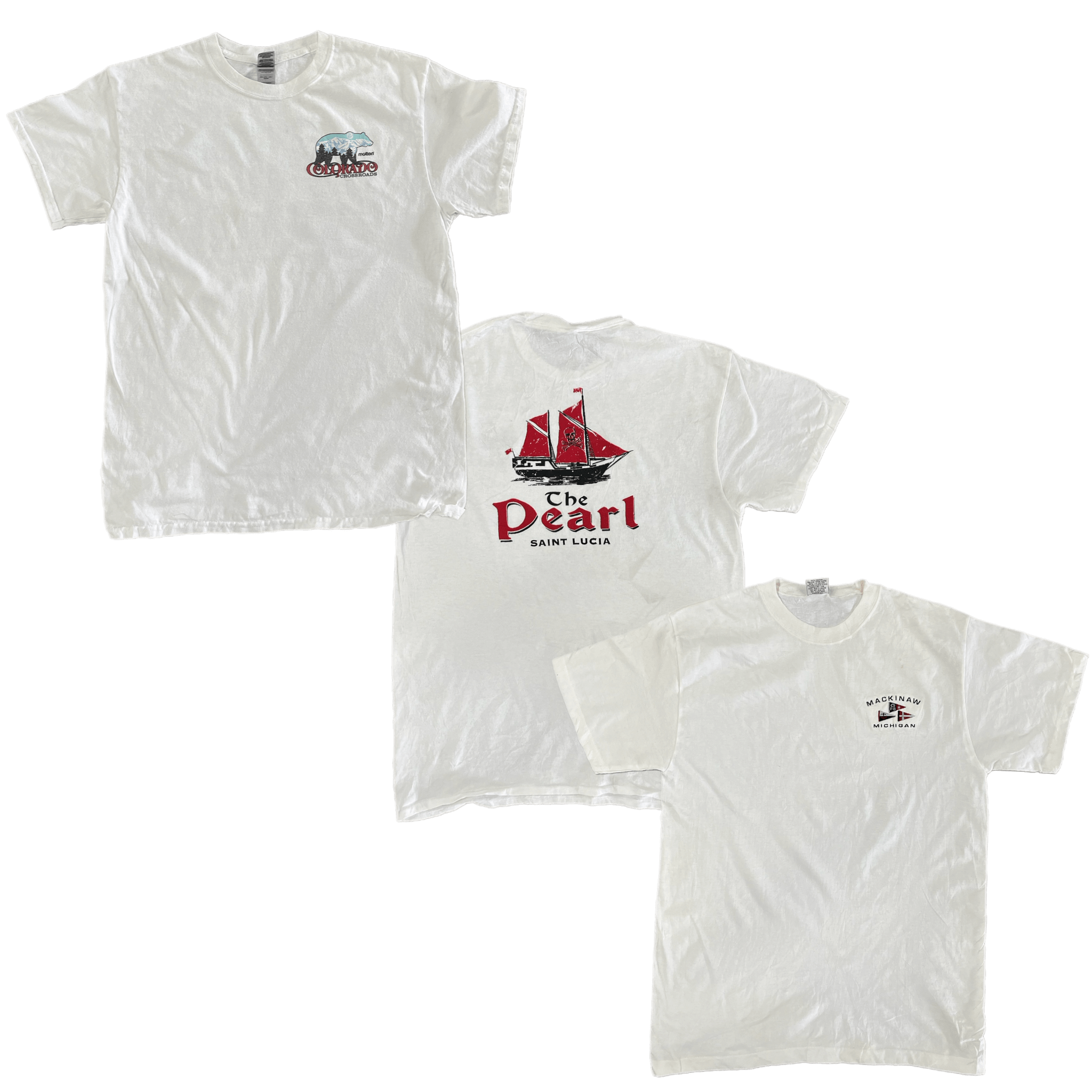 Collection of WHITE PRINTED T-SHIRTS in a gallery layout