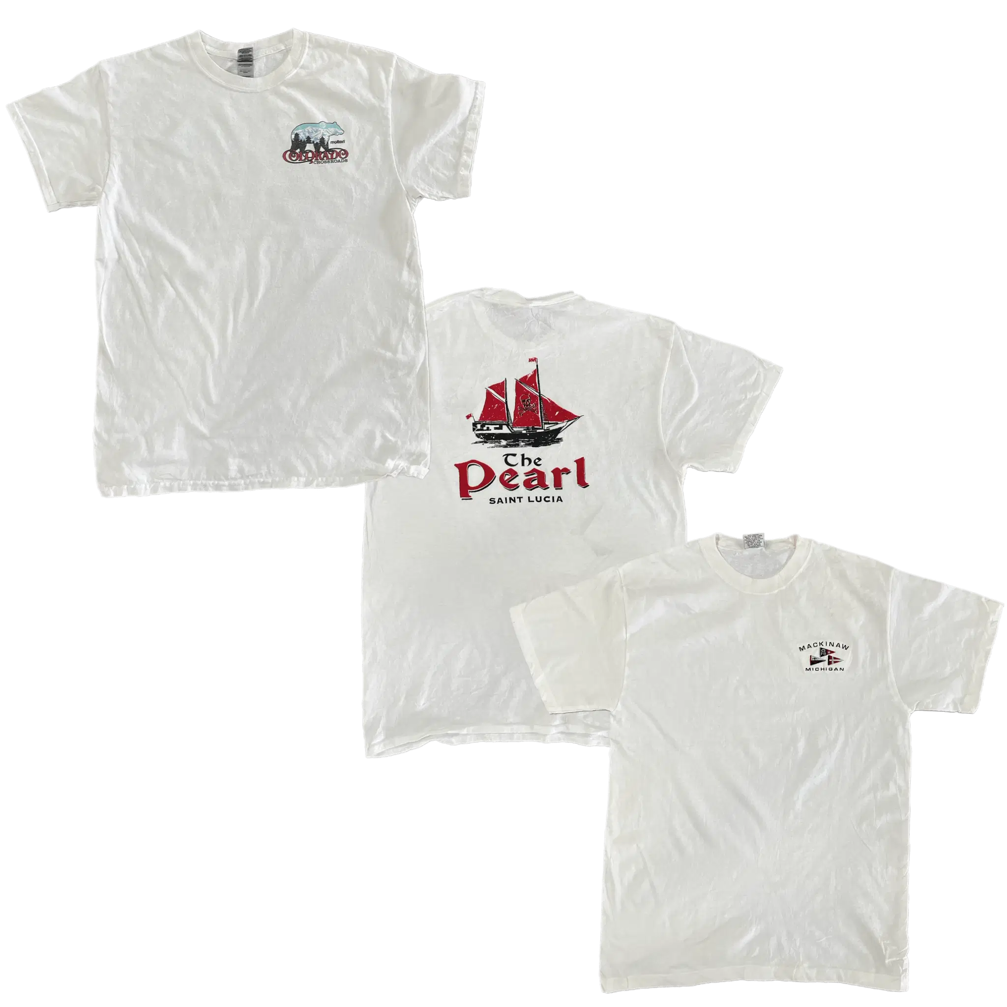 Collection of WHITE PRINTED T-SHIRTS in a gallery layout