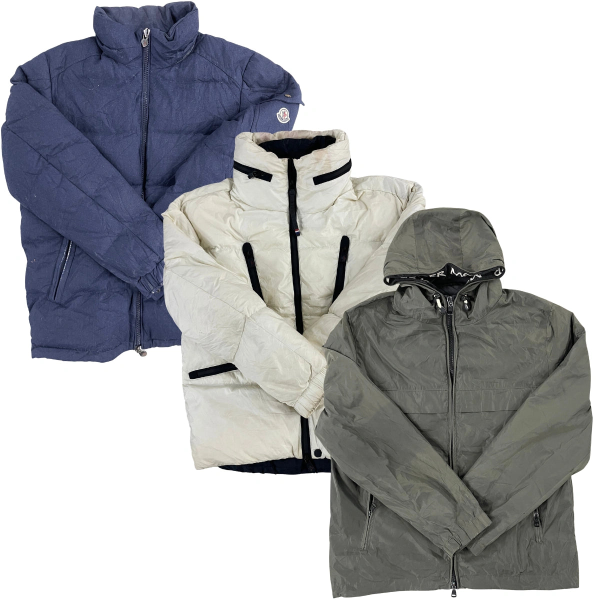 Collection of 5X MONCLER JACKETS in a gallery layout