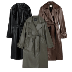 Collection of 15X LEATHER TRENCH COATS in a gallery layout