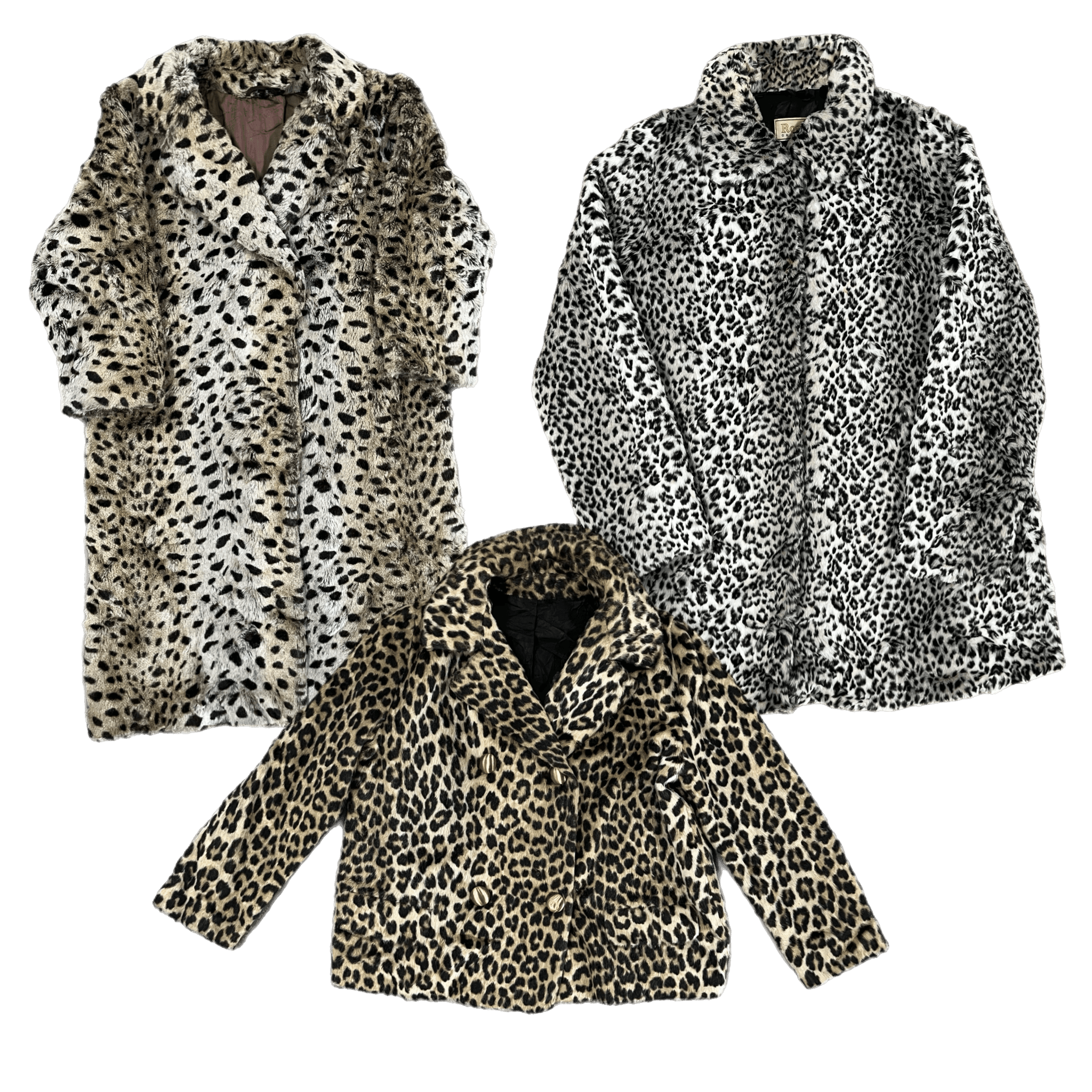 Collection of CHEETAH PRINT FUR COATS in a gallery layout