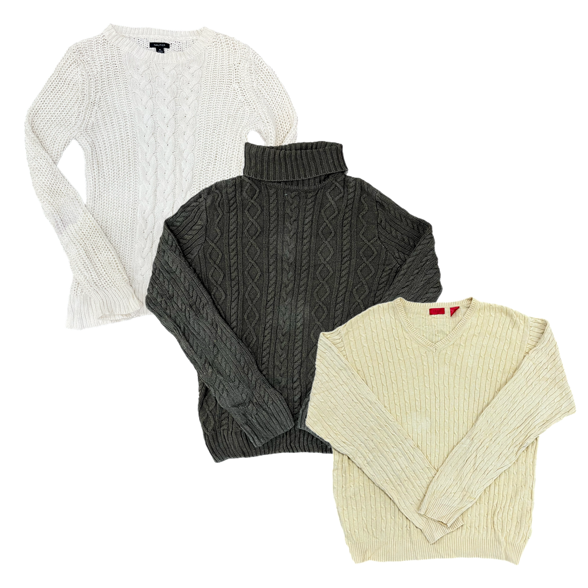 Collection of CABLE KNIT SWEATERS in a gallery layout