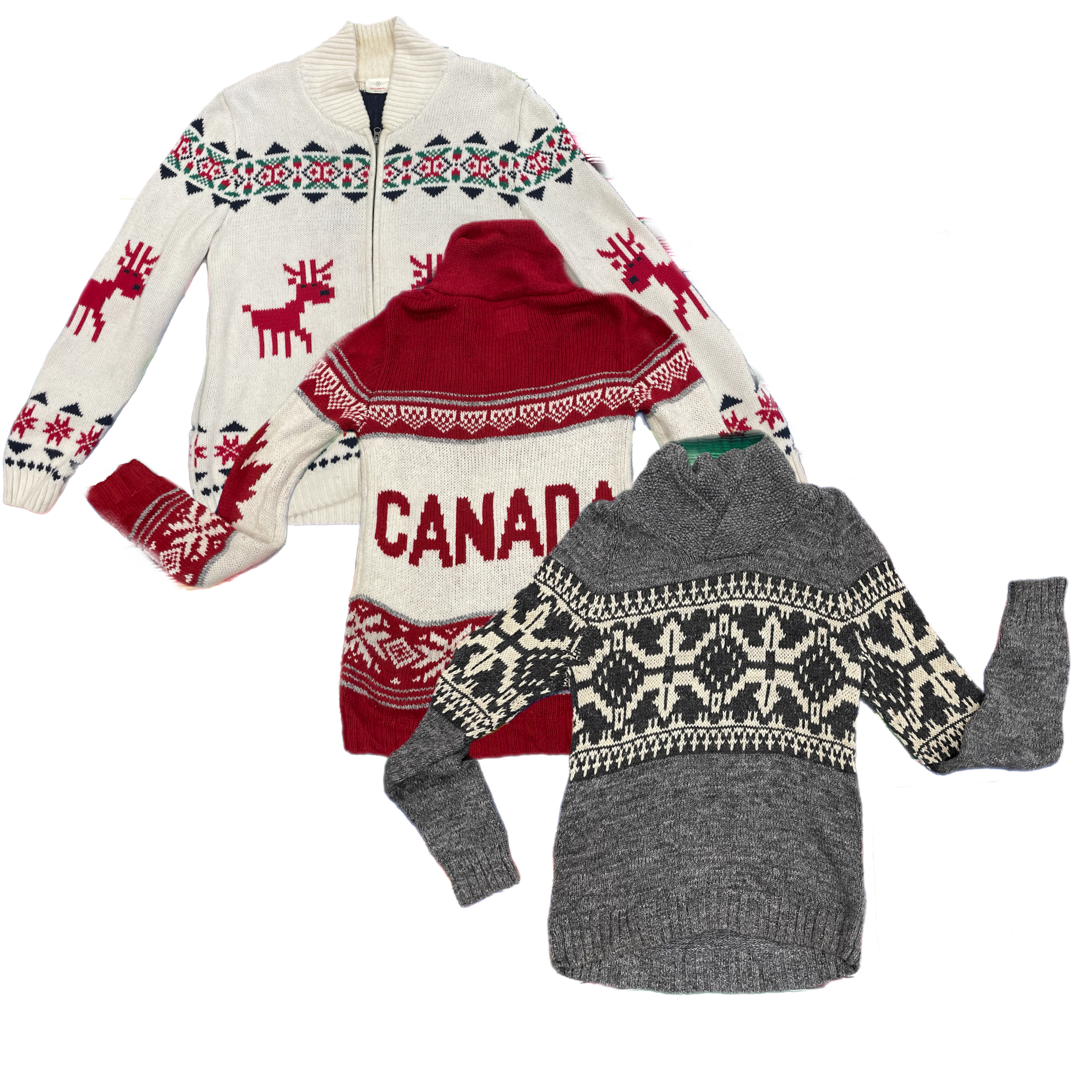 Collection of canadian sweaters in a gallery layout