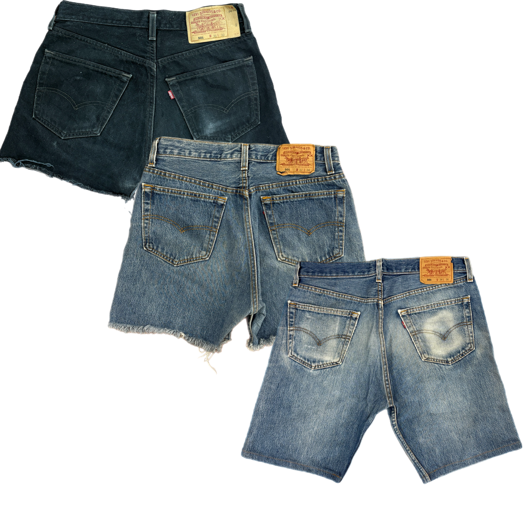 Collection of LEVI'S 501 SHORTS GRADE B/C in a gallery layout