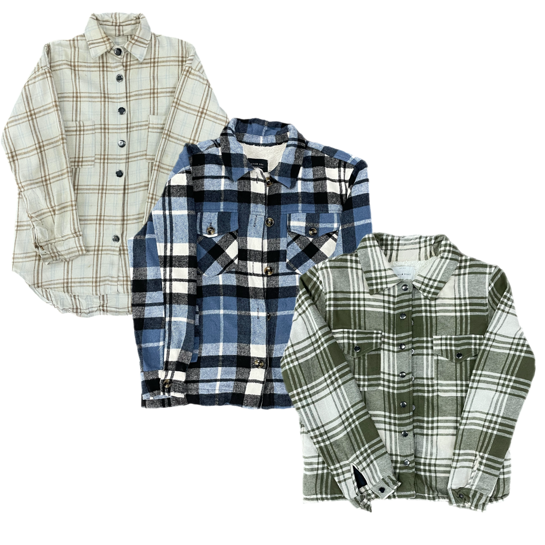 Collection of LADIES HEAVY FLANNEL SHIRTS in a gallery layout