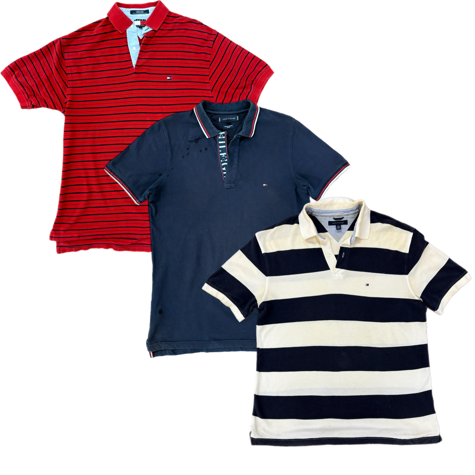 Collection of TOMMY HILFIGER COLLAR T-SHIRT GRADE B in a gallery layout