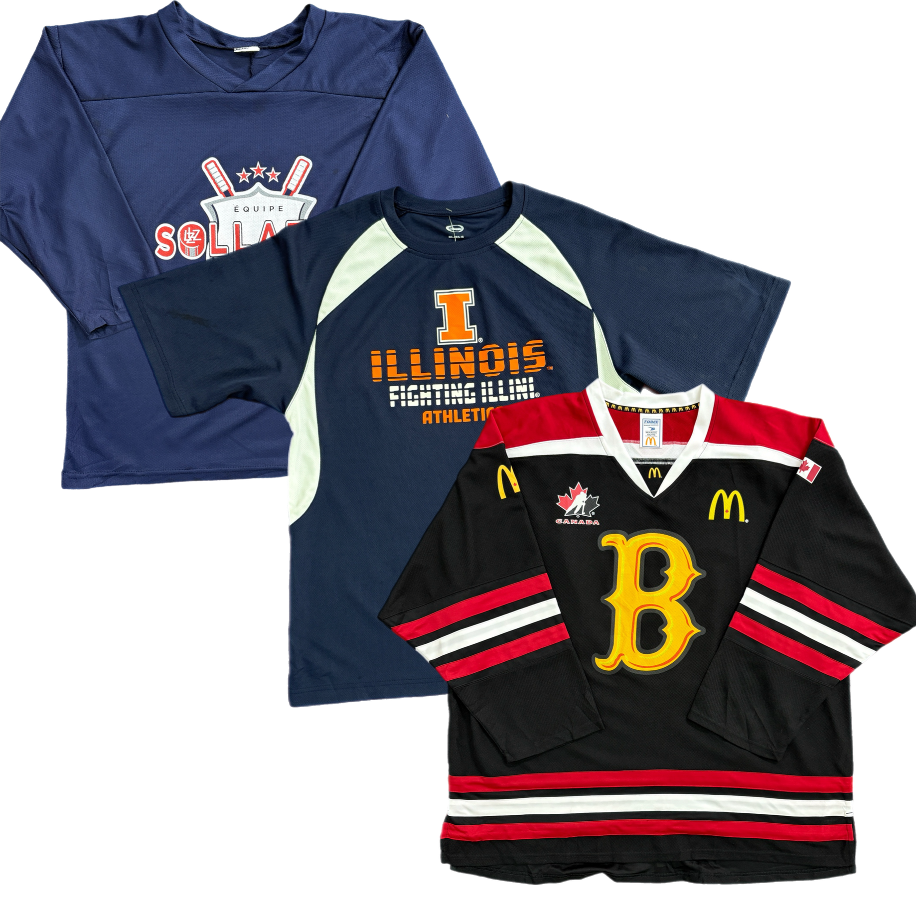 Collection of unbranded and branded hockey jerseys in a gallery layout