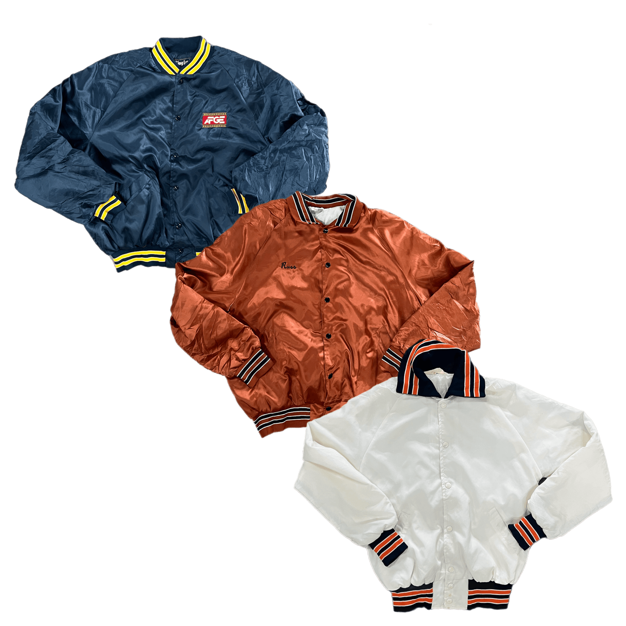 Collection of MIX NYLON VARSITY JACKETS in a gallery layout