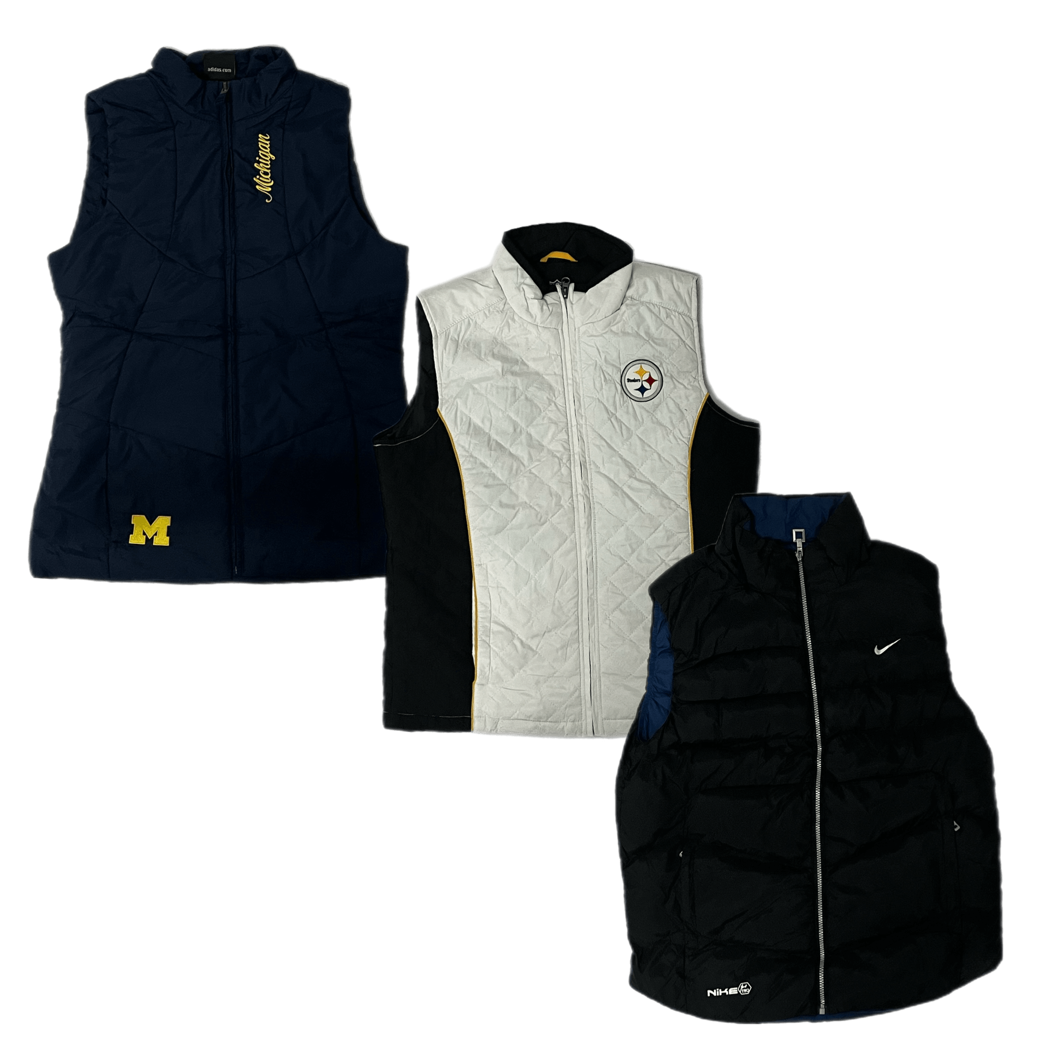 Collection of BRANDED PUFFER GILETS in a gallery layout
