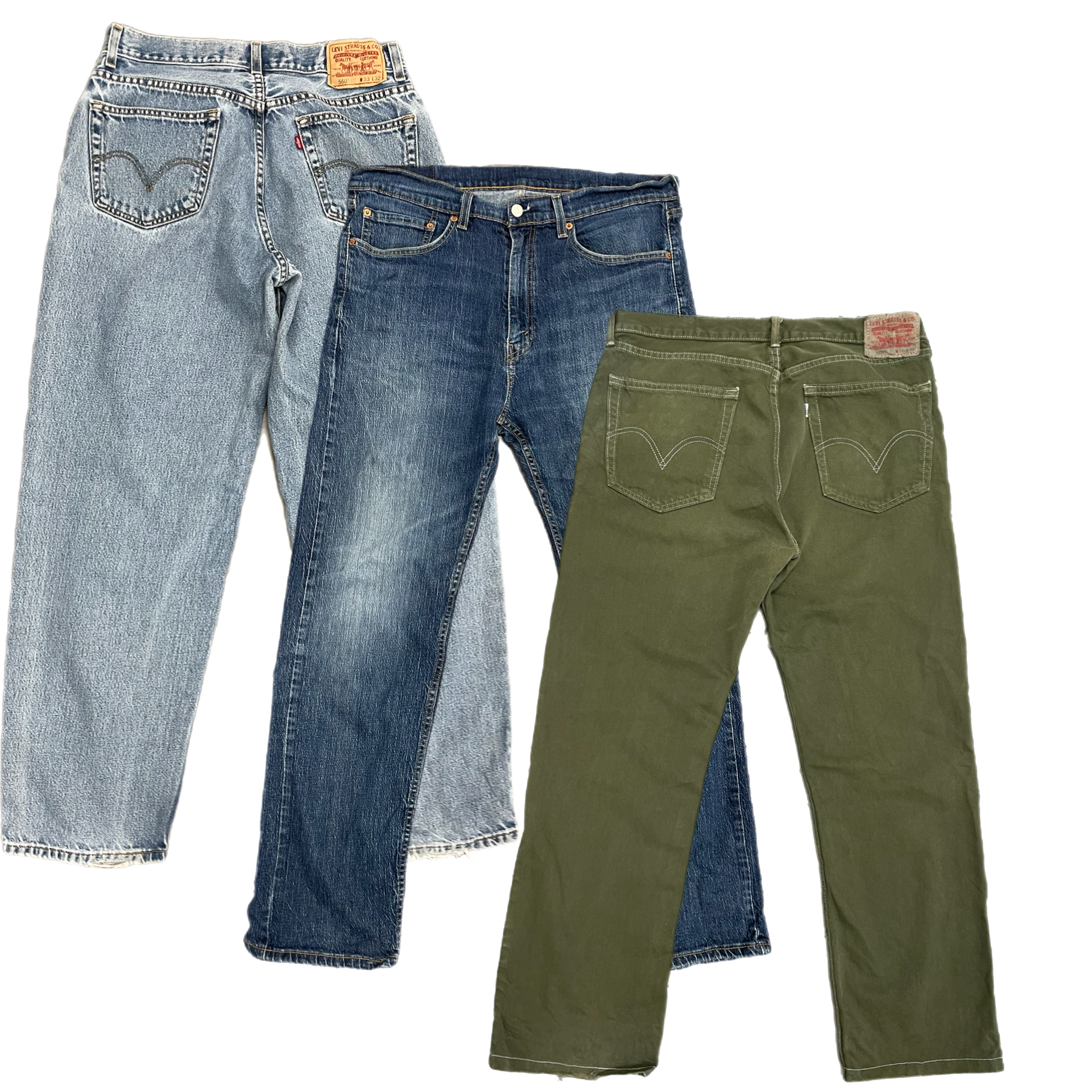 Collection of 505, 517, 550, 560 LEVIS PANTS in a gallery layout