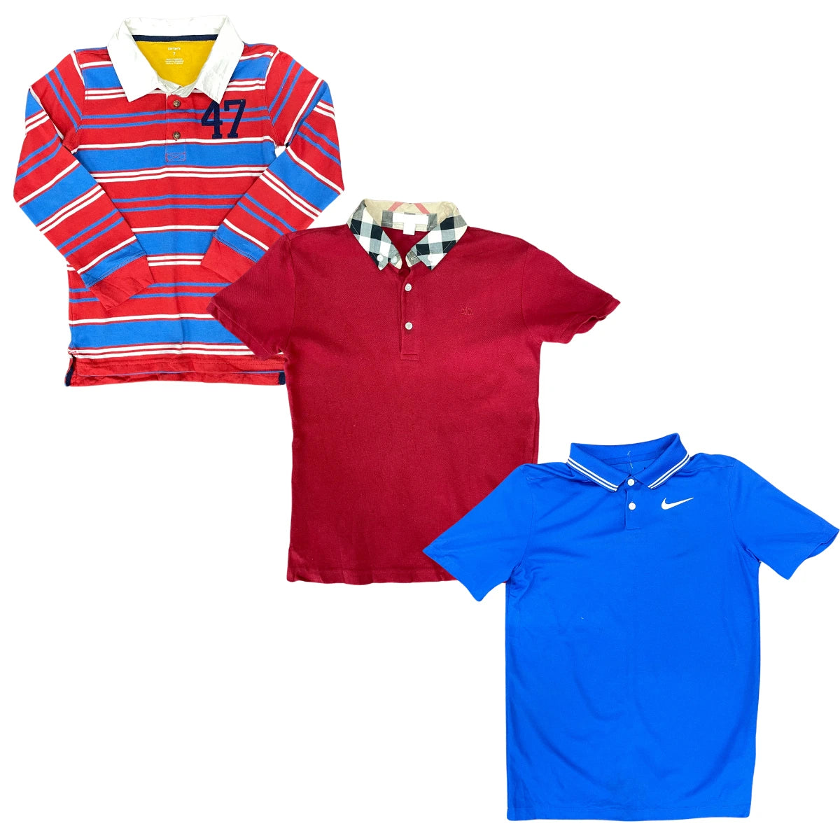 Collection of 100X KIDS BRANDED COLLAR T-SHIRTS in a gallery layout