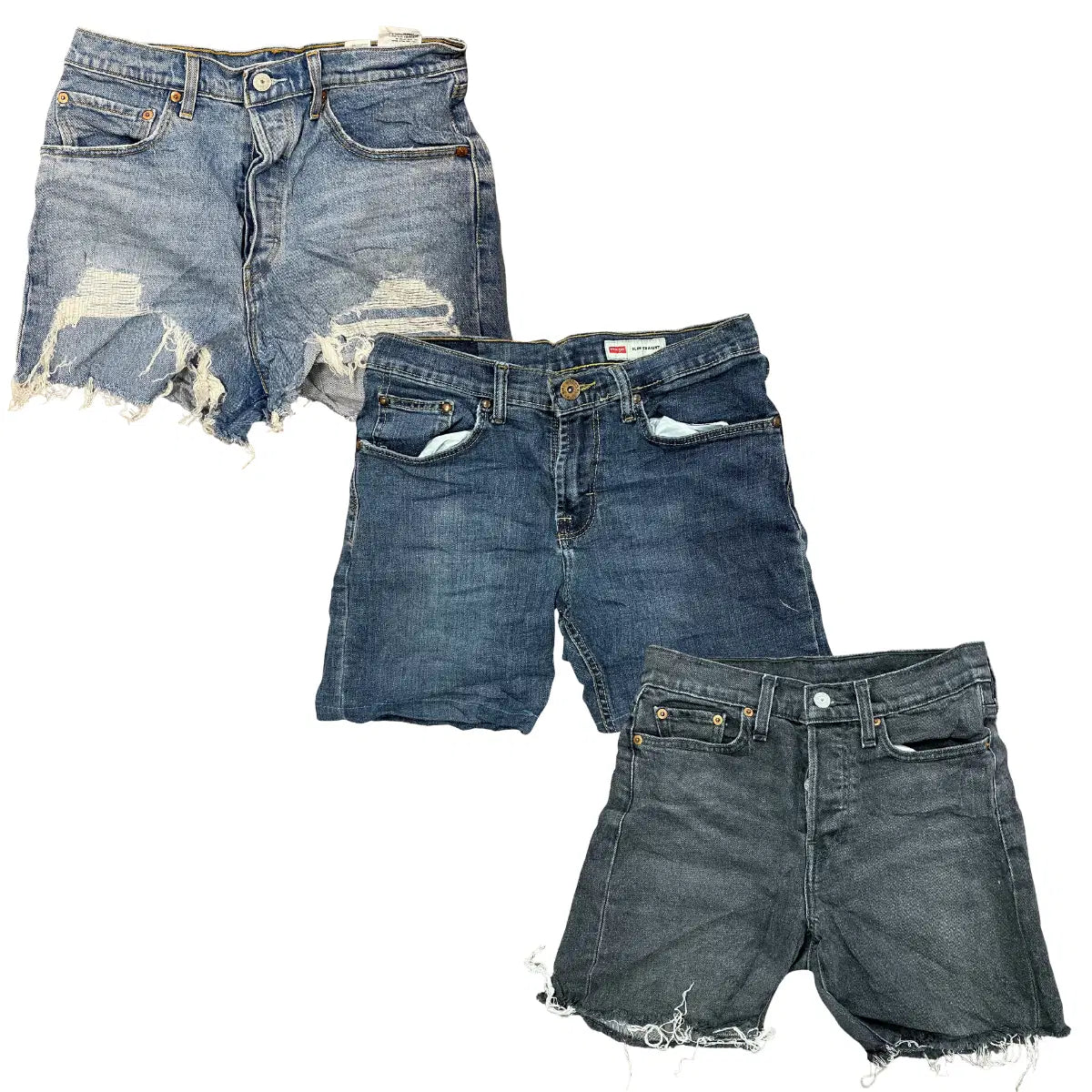 Collection of 50X LEVIS LEE WRANGLER LADIES SHORTS in a gallery layout
