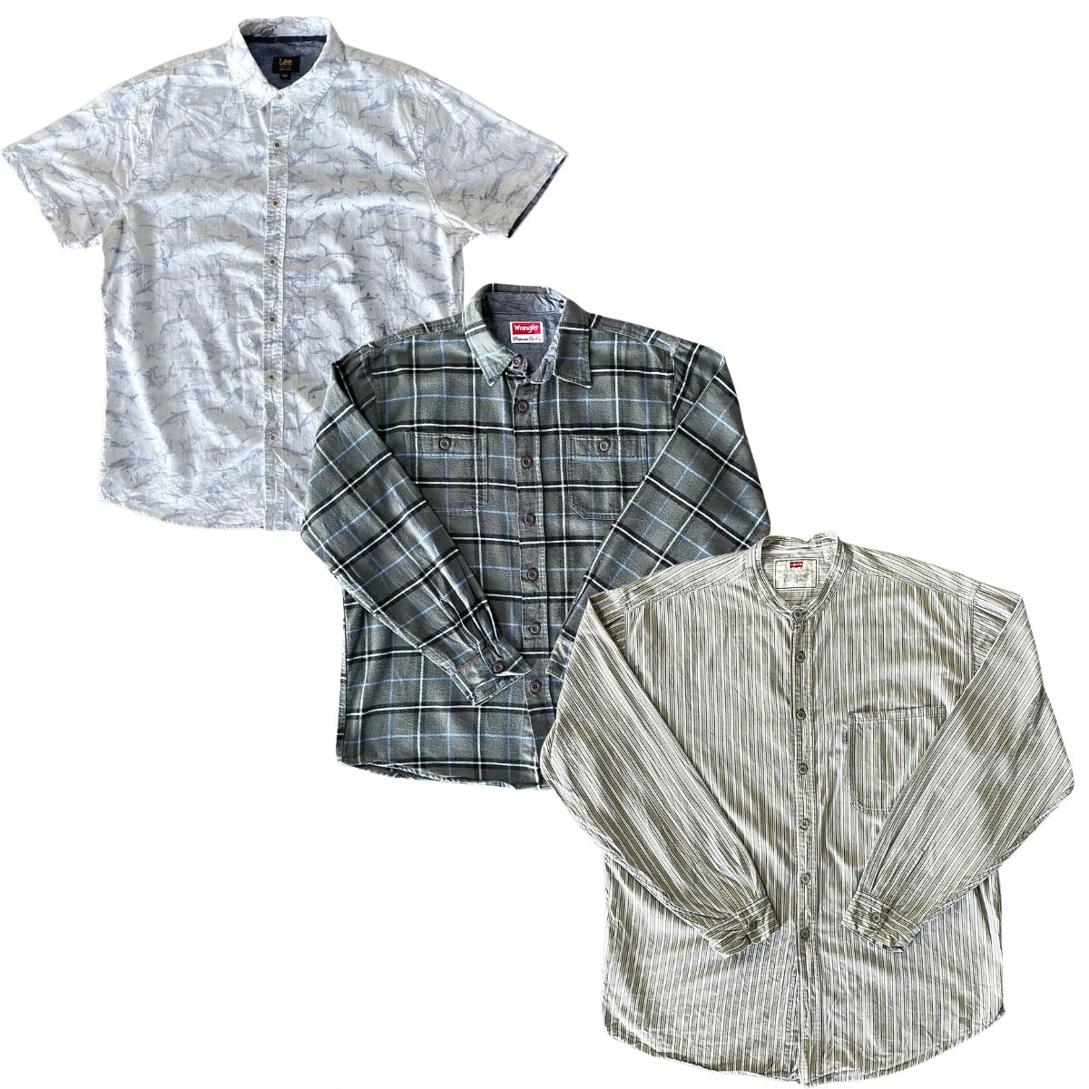 Collection of 50X LEVIS LEE WRANGLER SHIRTS in a gallery layout