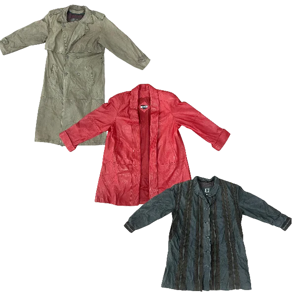 Collection of 10X LEATHER LONG COATS in a gallery layout