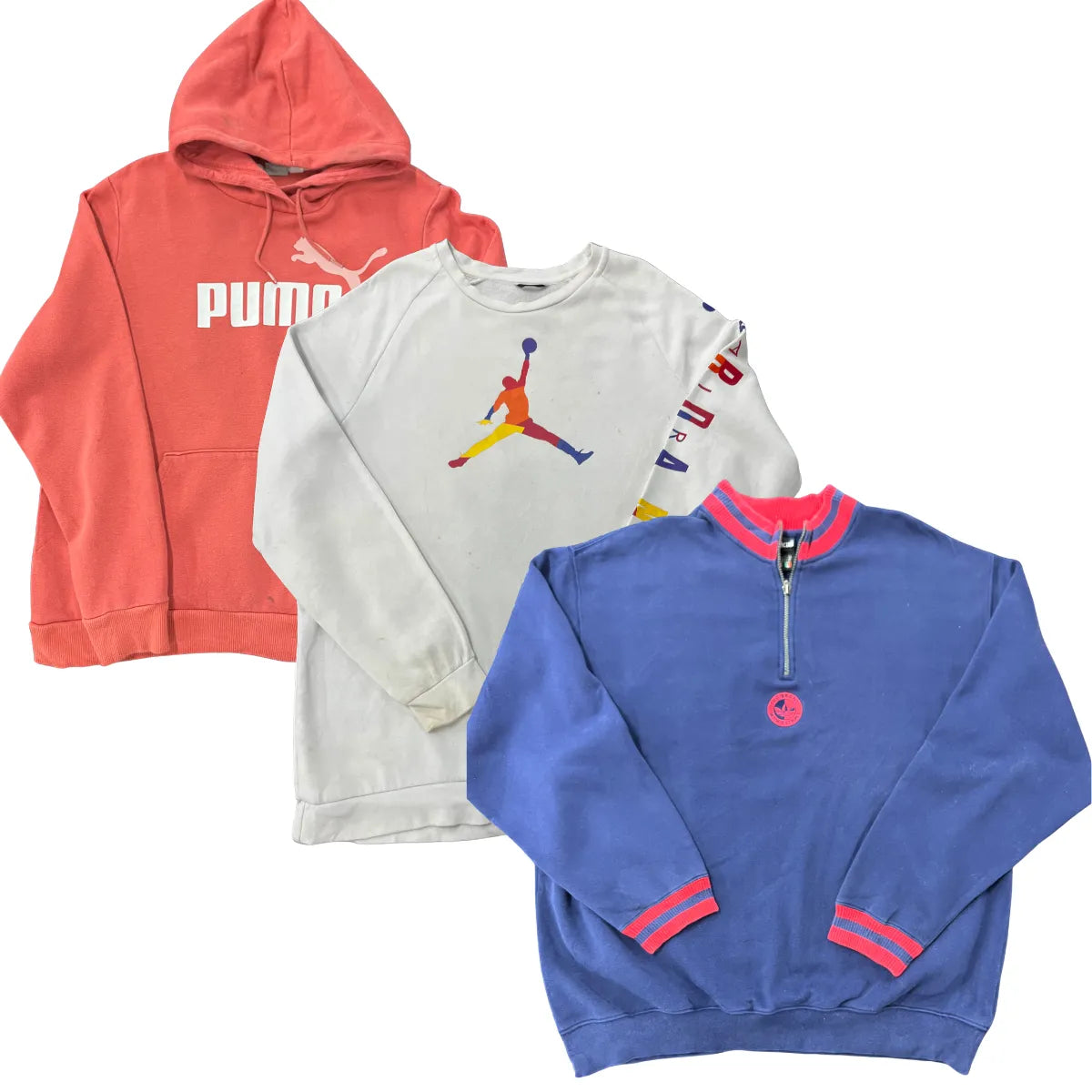 Collection of 25X MIX BRAND SWEAT HOODIES GRADE B/C in a gallery layout