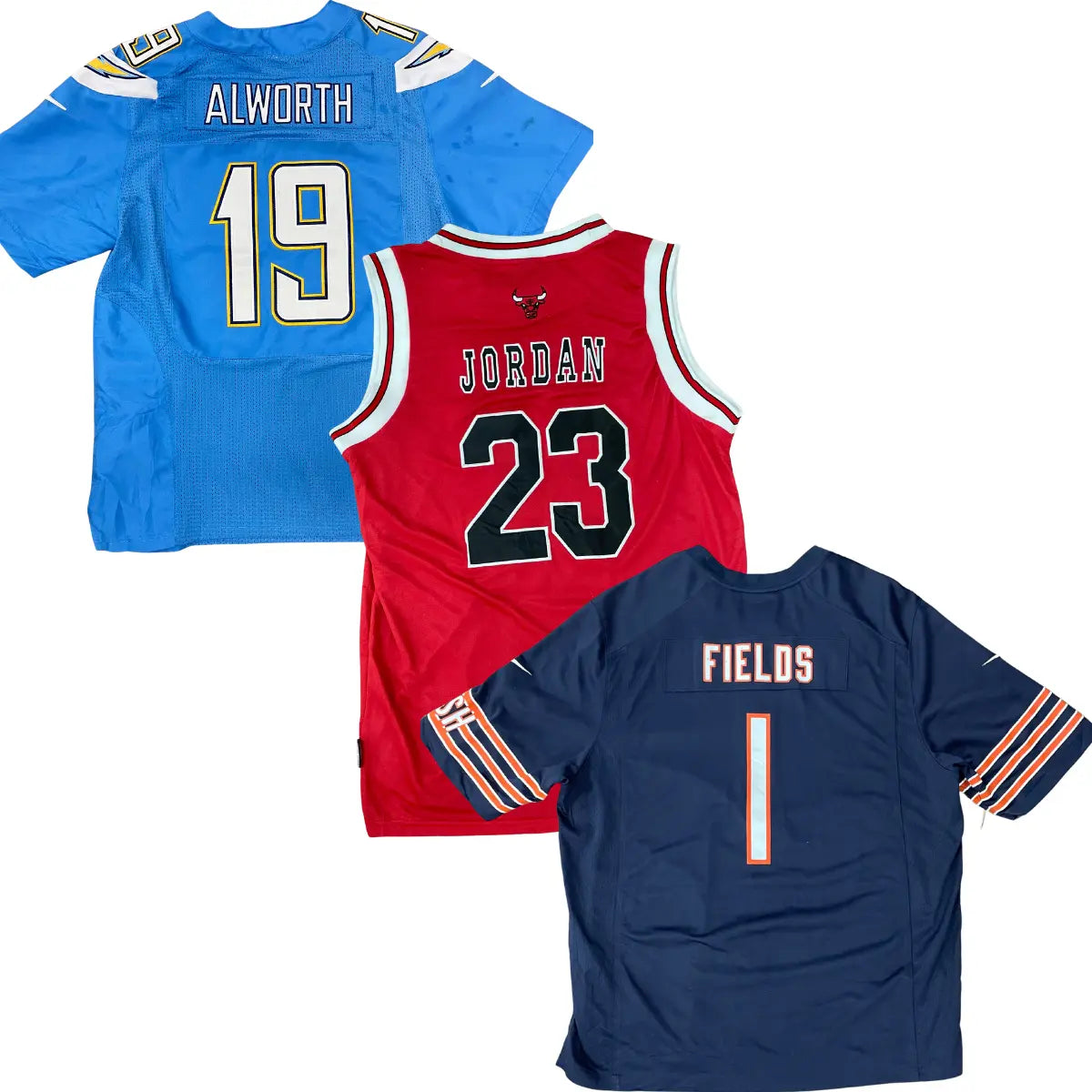 Collection of 50X PRO NFL/NBA/NHL JERSEYS in a gallery layout