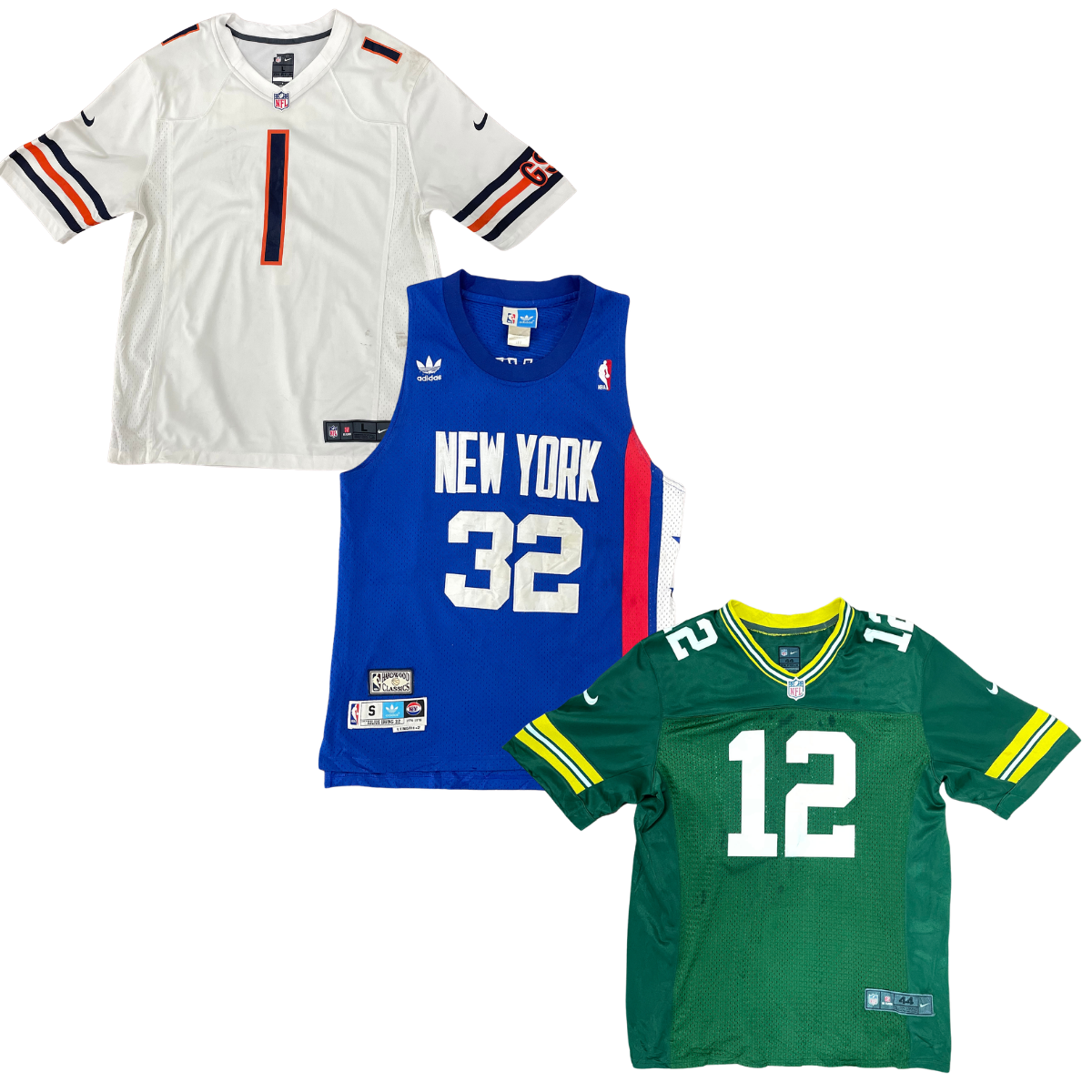 Collection of 50X PRO NFL/NBA/NHL JERSEYS GRADE B in a gallery layout