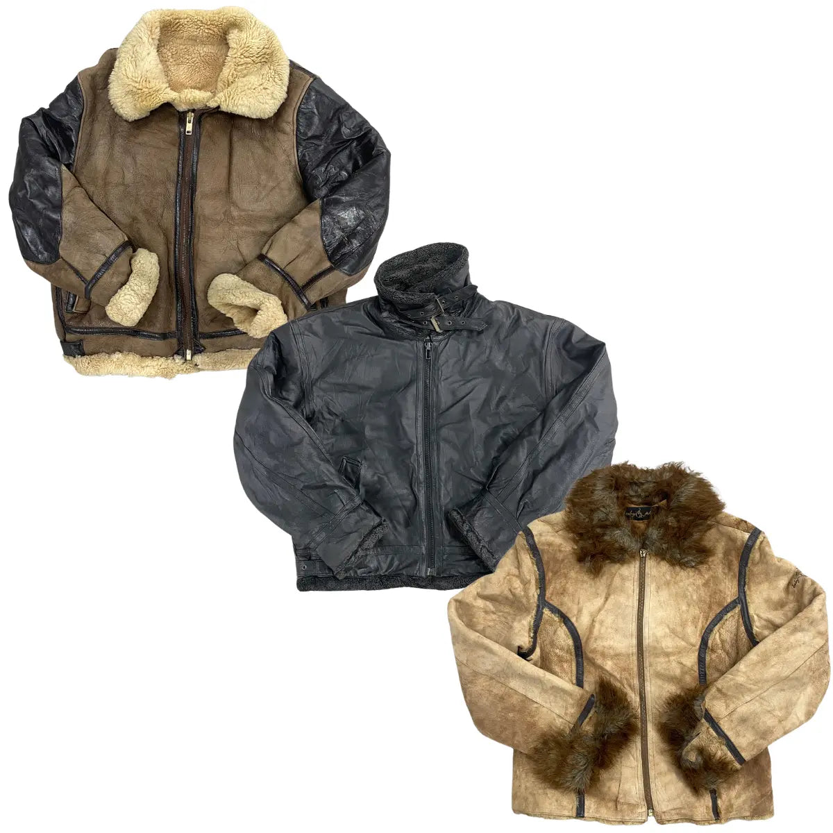 Collection of 10X SHEEPSKIN BOMBER JACKETS in a gallery layout
