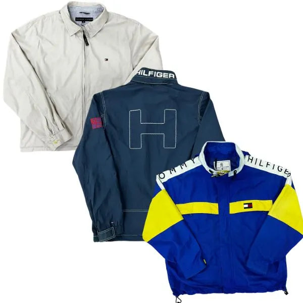Collection of Three Tommy Hilfiger jackets in different colors on a white background in a gallery layout