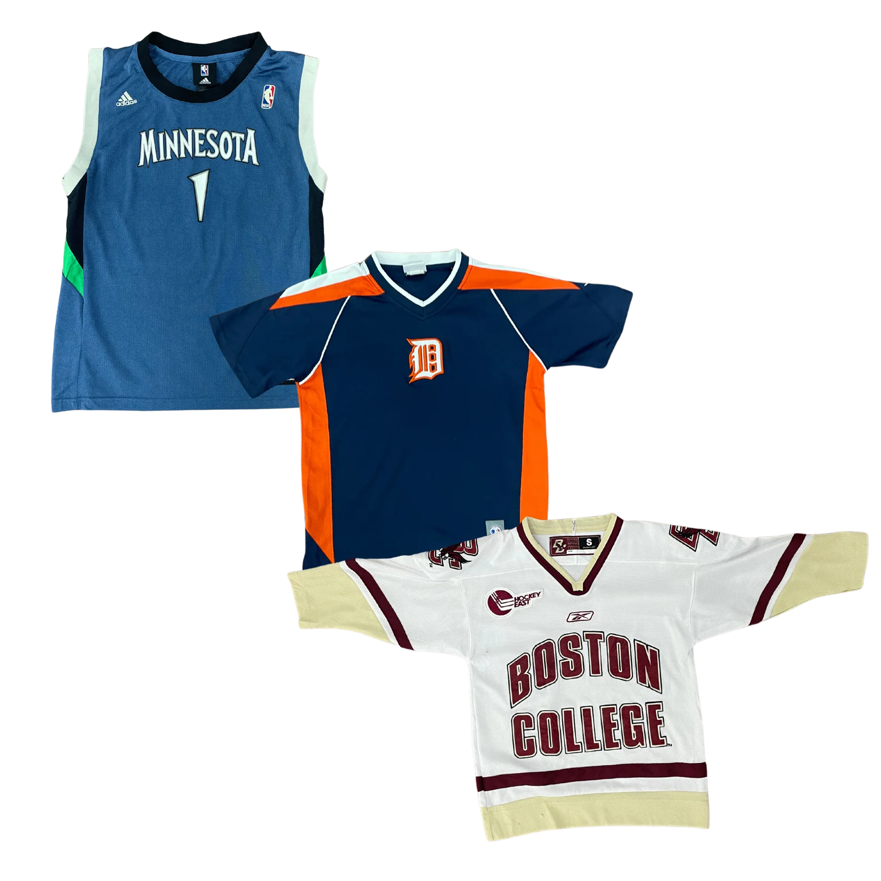 Collection of 100X KIDS NFL NBA NHL SPORTS JERSEYS in a gallery layout