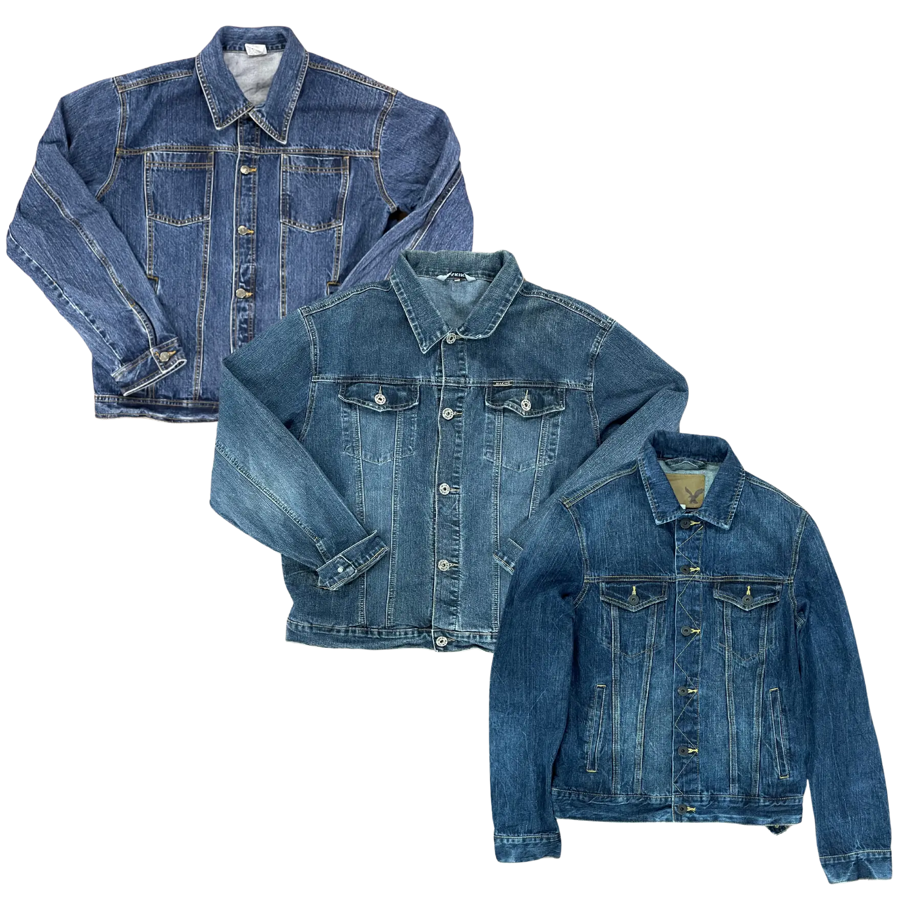 Collection of 15X UNBRANDED MEN DENIM JACKETS in a gallery layout