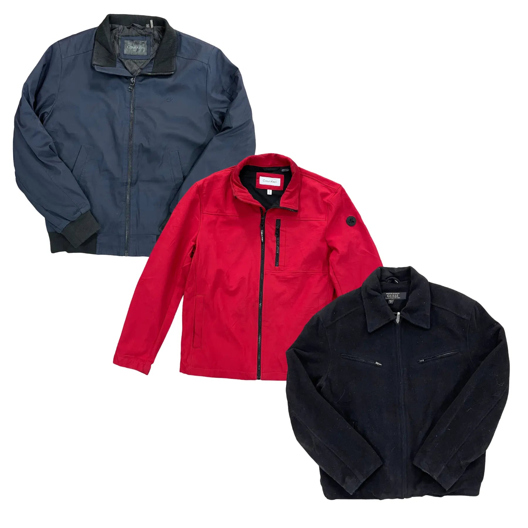 Collection of 25X CALVIN KLEIN, GUESS & BOSS JACKET in a gallery layout