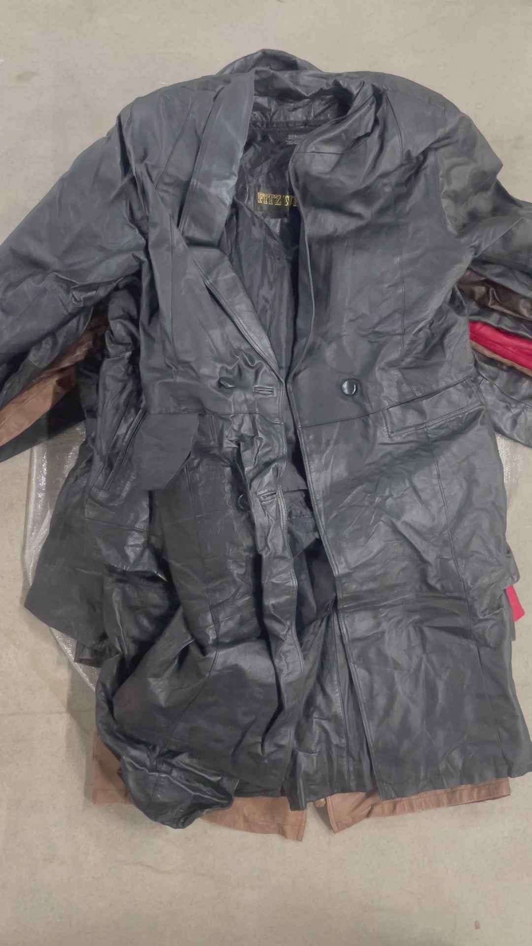 Collection of 15X LEATHER LONG COATS in a gallery layout