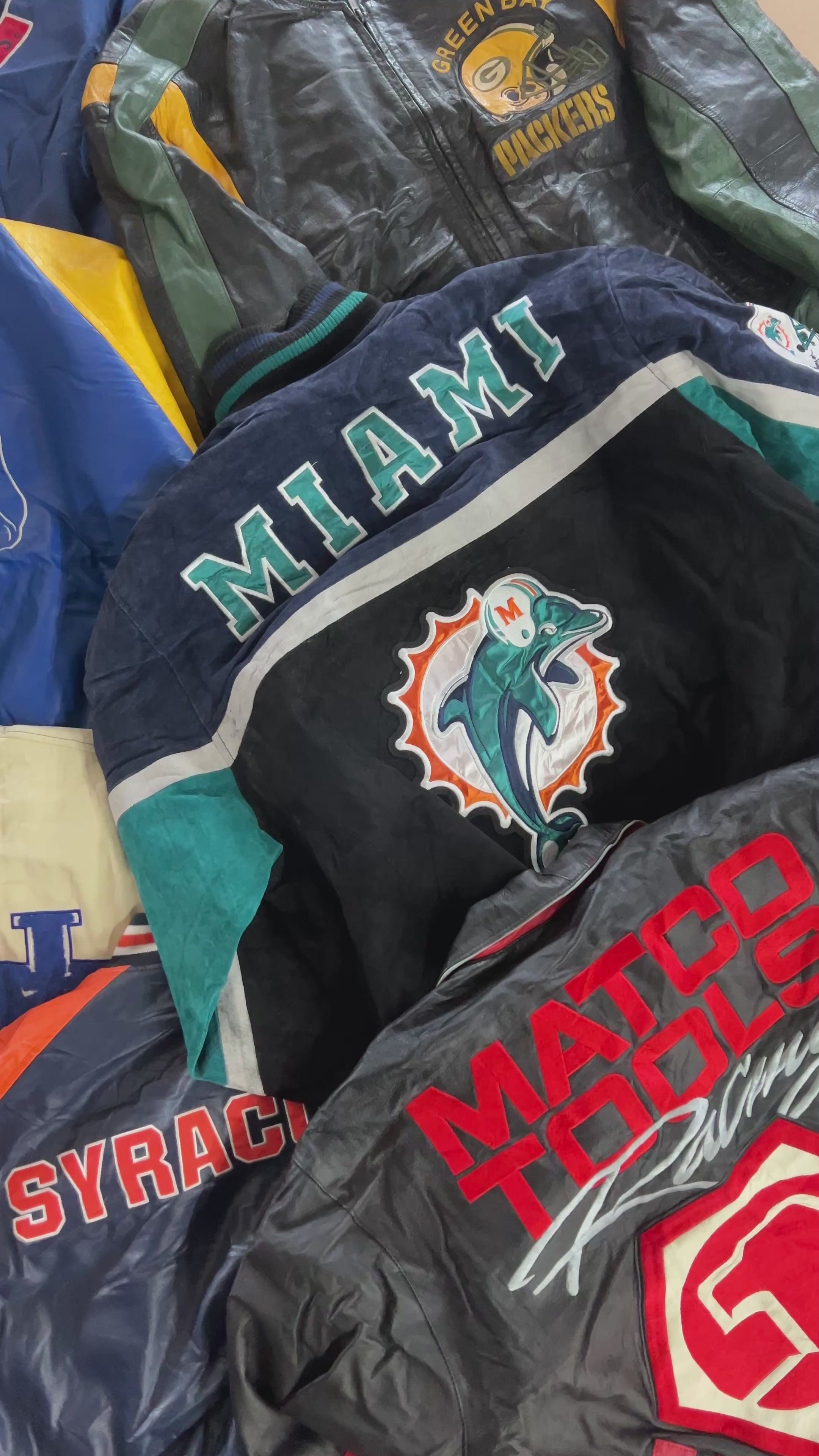 Collection of 15X VARSITY SPORTS LEATHER JACKETS in a gallery layout