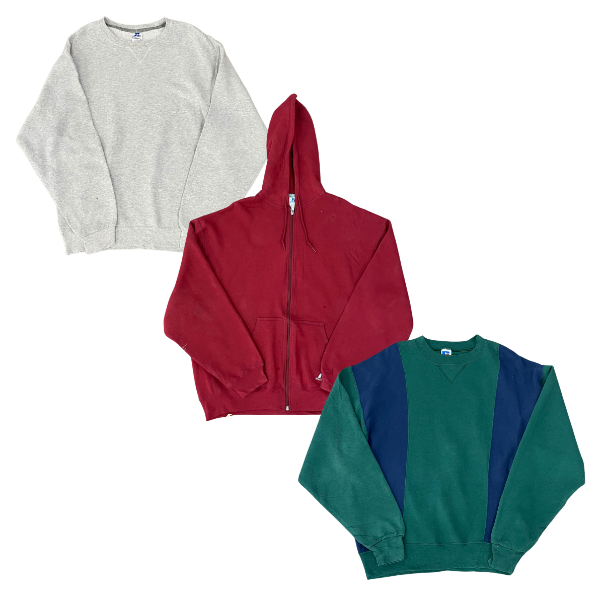 Collection of RUSSELL PLAIN SWEATSHIRTS/HOODIES in a gallery layout