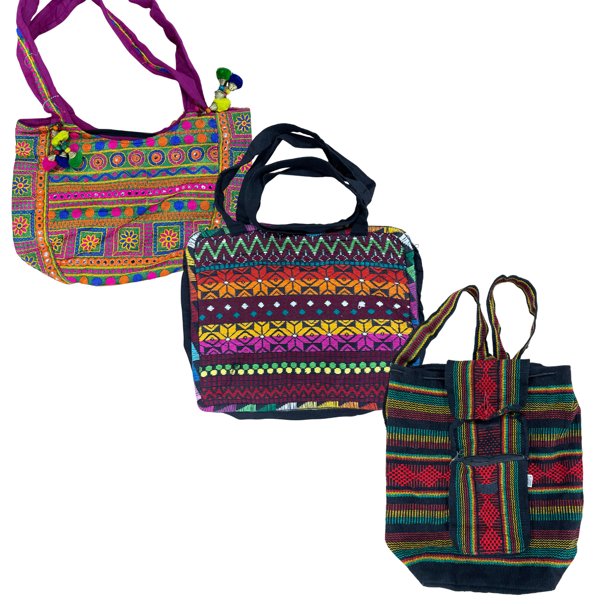 Collection of 25X  SOUTH AMERICAN SYLE HANDBAGS in a gallery layout